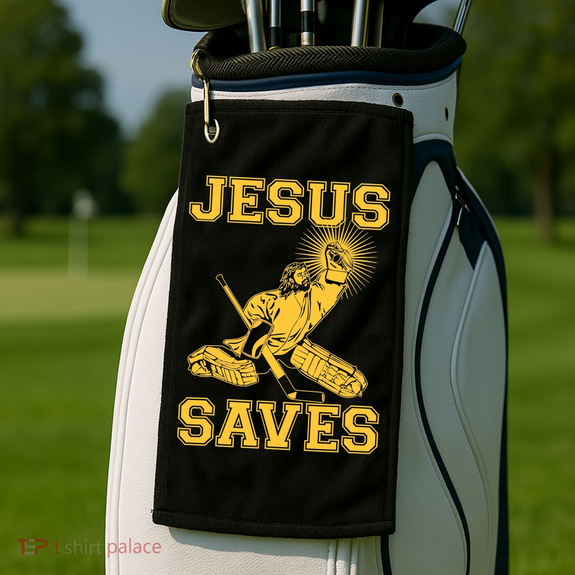 Jesus Saves Hockey Golf Towel