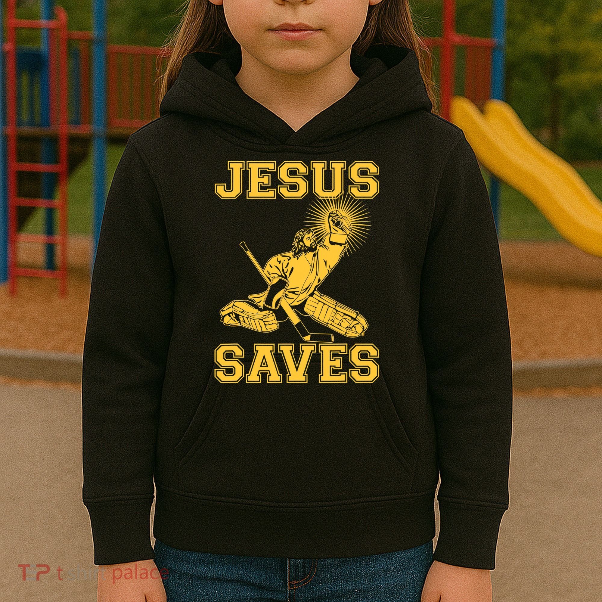 Jesus Saves Hockey Kids Hoodie