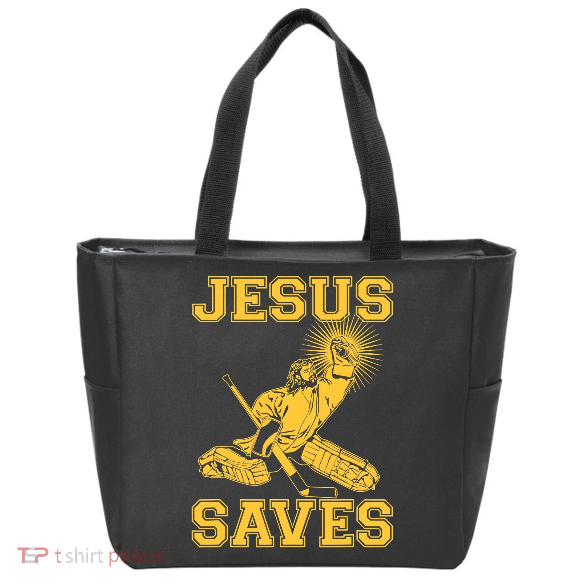 Jesus Saves Hockey Tote Bag