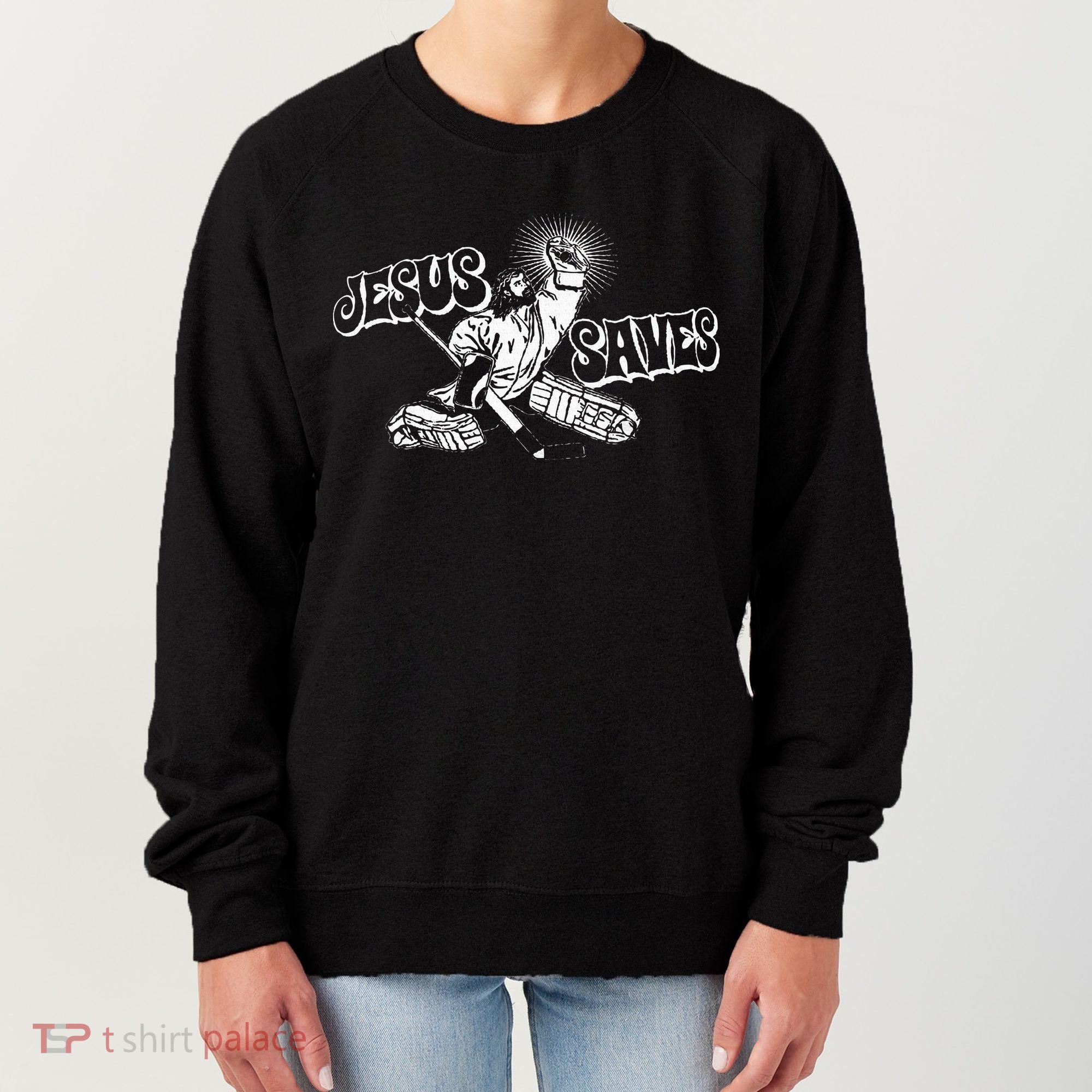 Jesus Saves Ice Hockey Women's Sweatshirt