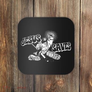 Jesus Saves Ice Hockey Coaster