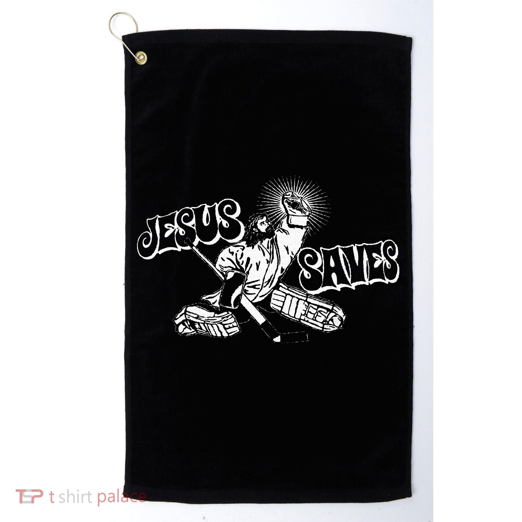 Jesus Saves Ice Hockey Golf Towel