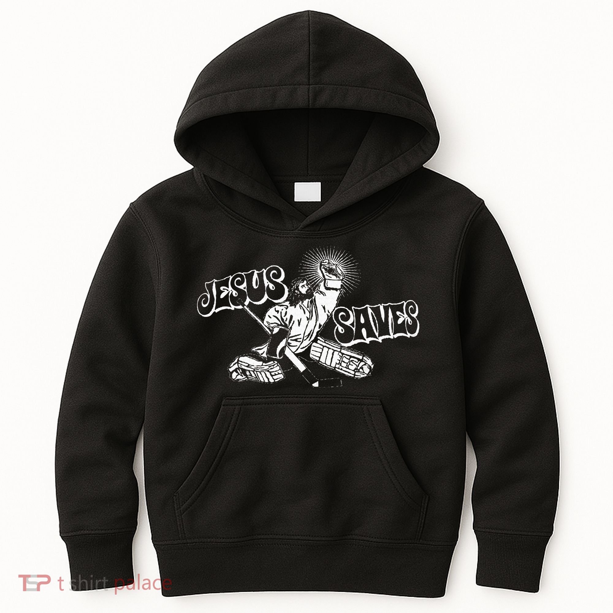 Jesus Saves Ice Hockey Kids Hoodie