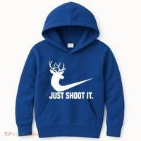 Just Shoot It Funny Deer Hunting Xmas HunterS Humor Gift Kids Hoodie thumb 0