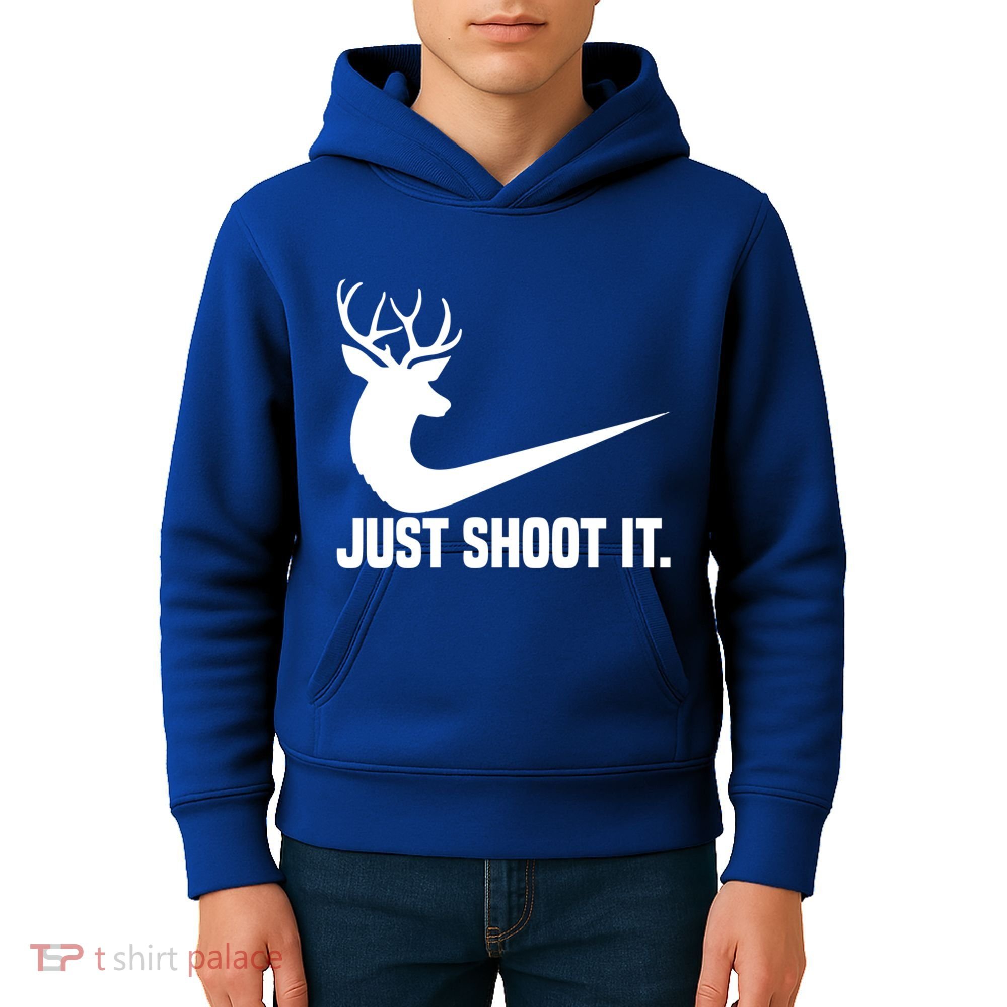 Just Shoot It Funny Deer Hunting Xmas HunterS Humor Gift Kids Hoodie