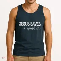 Jesus Saves I Spend Tank Top thumb 3