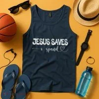 Jesus Saves I Spend Tank Top thumb 4