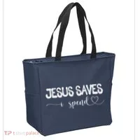 Jesus Saves I Spend Tote Bag thumb 2
