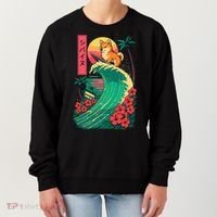 Japanese Shiba Inu Surfing Wave Great Wave Japan Gift Women's Sweatshirt thumb 0