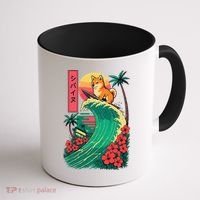 Japanese Shiba Inu Surfing Wave Great Wave Japan Gift Coffee Mug thumb 1