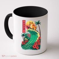 Japanese Shiba Inu Surfing Wave Great Wave Japan Gift Coffee Mug thumb 0