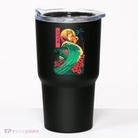 Japanese Shiba Inu Surfing Wave Great Wave Japan Gift Tumbler thumb 0