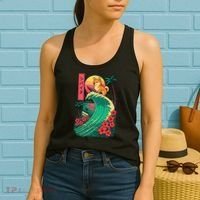 Japanese Shiba Inu Surfing Wave Great Wave Japan Gift Women's Tank Top thumb 2