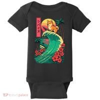 Japanese Shiba Inu Surfing Wave Great Wave Japan Gift Baby Bodysuit thumb 0