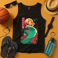 Japanese Shiba Inu Surfing Wave Great Wave Japan Gift Tank Top thumb 4