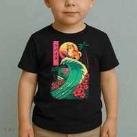 Japanese Shiba Inu Surfing Wave Great Wave Japan Gift Toddler T-Shirt thumb 2