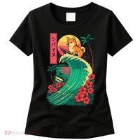 Japanese Shiba Inu Surfing Wave Great Wave Japan Gift Women's T-Shirt thumb 0