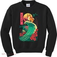 Japanese Shiba Inu Surfing Wave Great Wave Japan Gift Kids Sweatshirt thumb 0