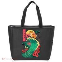 Japanese Shiba Inu Surfing Wave Great Wave Japan Gift Tote Bag thumb 0