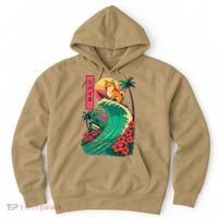 Japanese Shiba Inu Surfing Wave Great Wave Japan Gift Hoodie thumb 0
