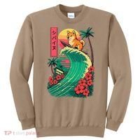 Japanese Shiba Inu Surfing Wave Great Wave Japan Gift Sweatshirt thumb 0