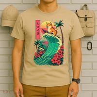 Japanese Shiba Inu Surfing Wave Great Wave Japan Gift T-Shirt thumb 6