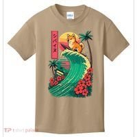 Japanese Shiba Inu Surfing Wave Great Wave Japan Gift Kids T-Shirt thumb 0