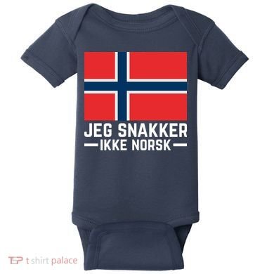Jeg Snakker Ikke Norsk Norwegian Flag Baby Bodysuit