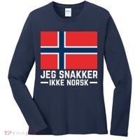 Jeg Snakker Ikke Norsk Norwegian Flag Women's Long Sleeve Shirt thumb 0