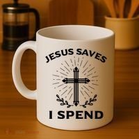 Jesus Saves I Spend Coffee Mug thumb 4