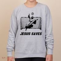 Jesus Saves Jesus Saved Soccer Goal Goalie Women's Sweatshirt thumb 0