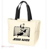 Jesus Saves Jesus Saved Soccer Goal Goalie Tote Bag thumb 3