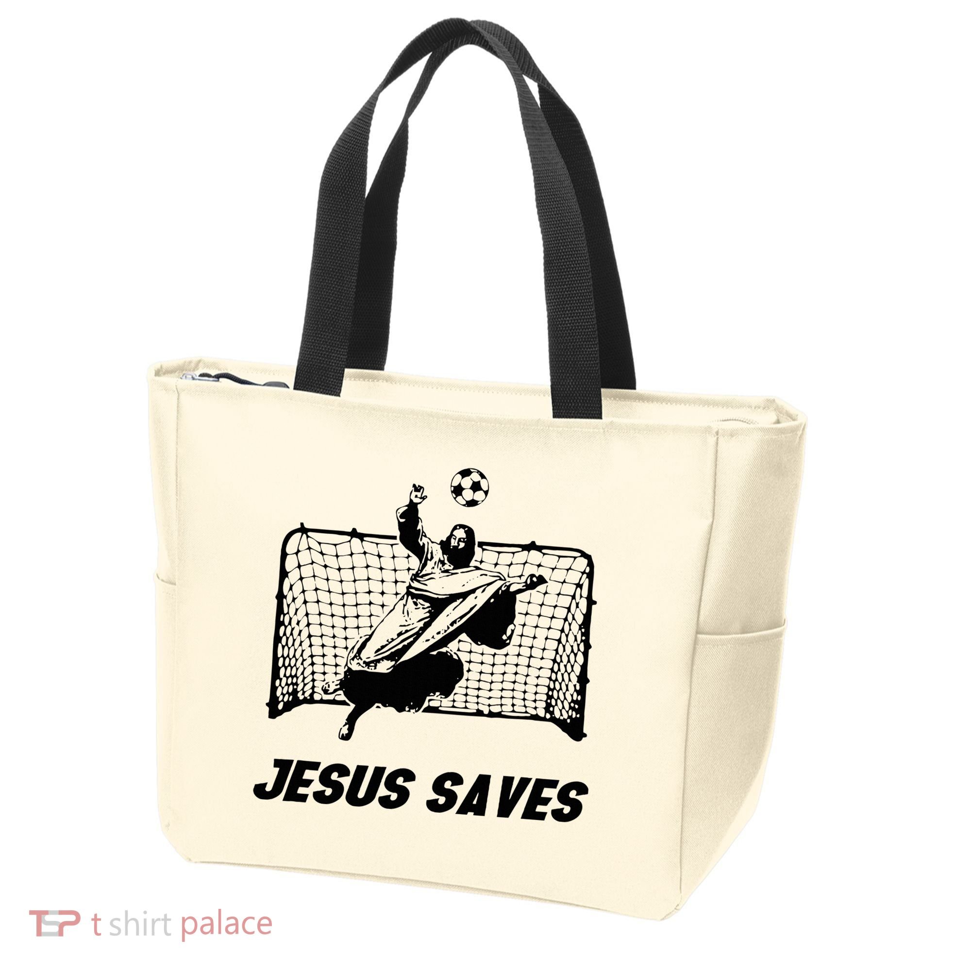 Jesus Saves Jesus Saved Soccer Goal Goalie Tote Bag