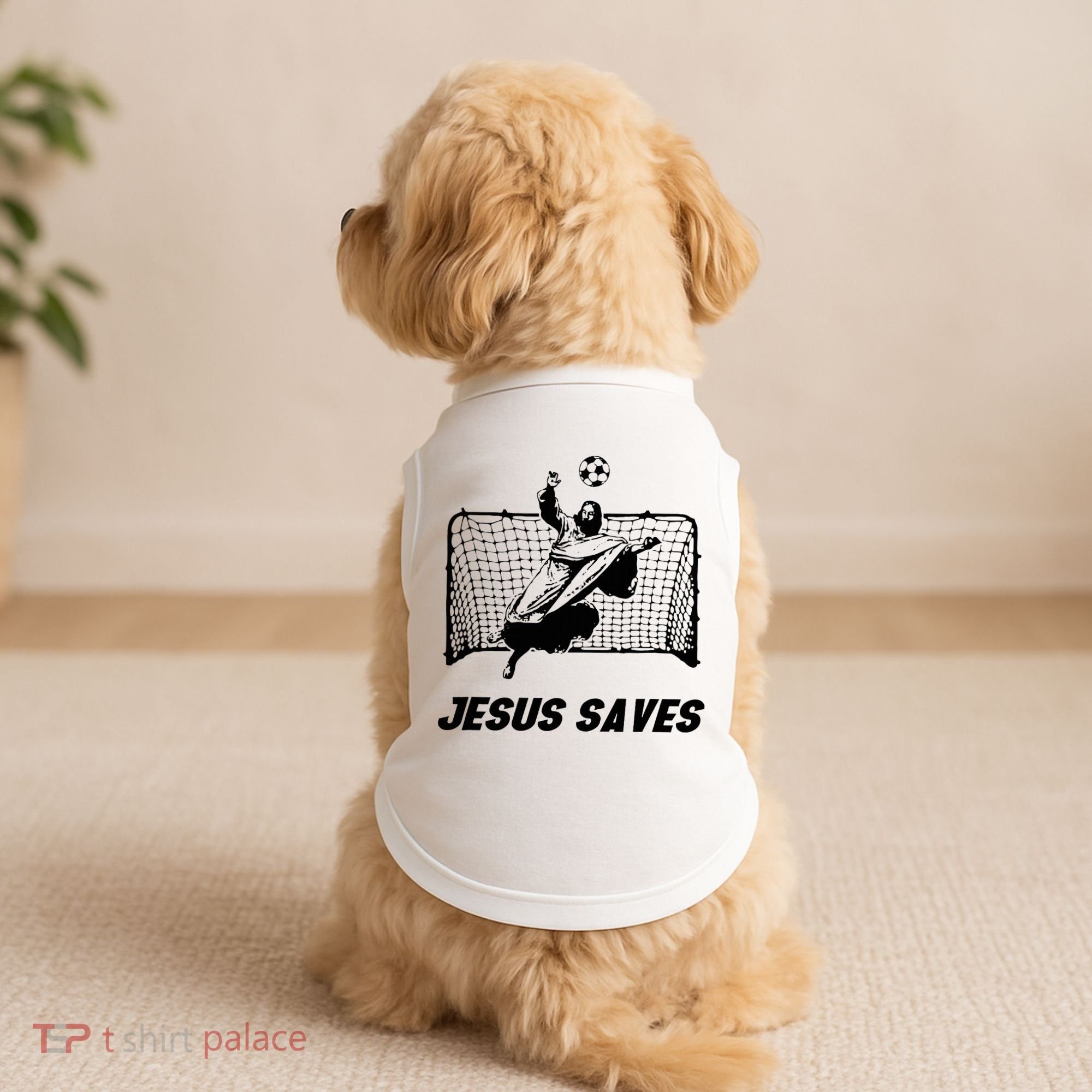 Jesus Saves Jesus Saved Soccer Goal Goalie Doggie Tank