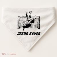 Jesus Saves Jesus Saved Soccer Goal Goalie USA-Made Doggie Bandana thumb 0