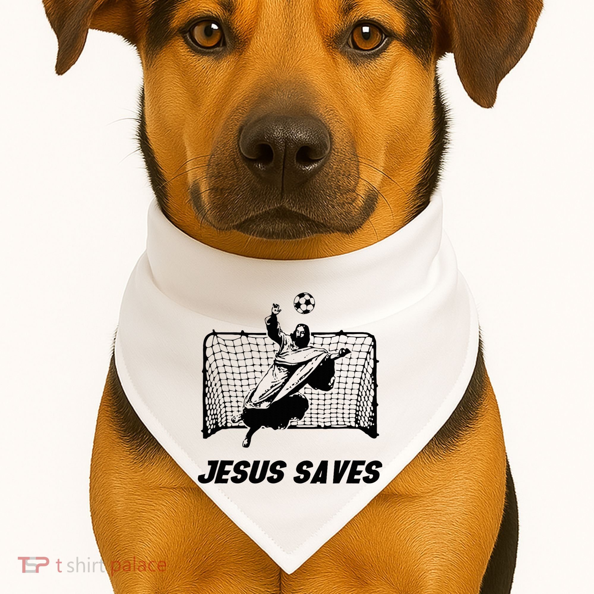 Jesus Saves Jesus Saved Soccer Goal Goalie USA-Made Doggie Bandana