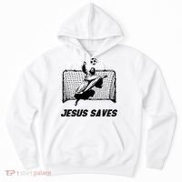 Jesus Saves Jesus Saved Soccer Goal Goalie Hoodie thumb 0