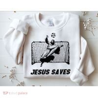 Jesus Saves Jesus Saved Soccer Goal Goalie Sweatshirt thumb 2