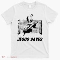 Jesus Saves Jesus Saved Soccer Goal Goalie T-Shirt thumb 0
