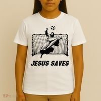 Jesus Saves Jesus Saved Soccer Goal Goalie T-Shirt thumb 4