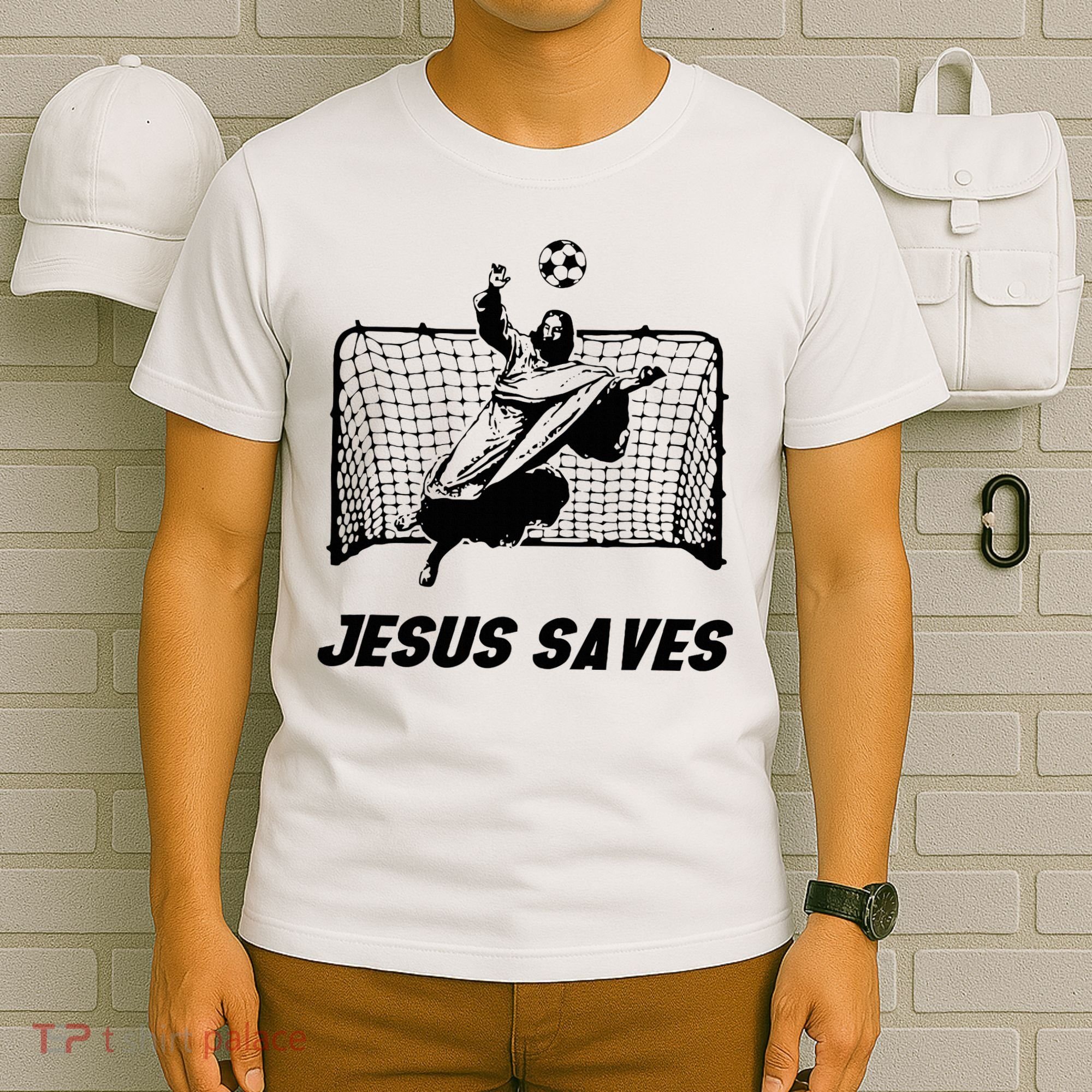 Jesus Saves Jesus Saved Soccer Goal Goalie T-Shirt