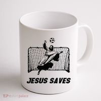Jesus Saves Jesus Saved Soccer Goal Goalie Coffee Mug thumb 1