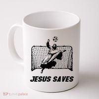 Jesus Saves Jesus Saved Soccer Goal Goalie Coffee Mug thumb 0