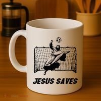 Jesus Saves Jesus Saved Soccer Goal Goalie Coffee Mug thumb 4