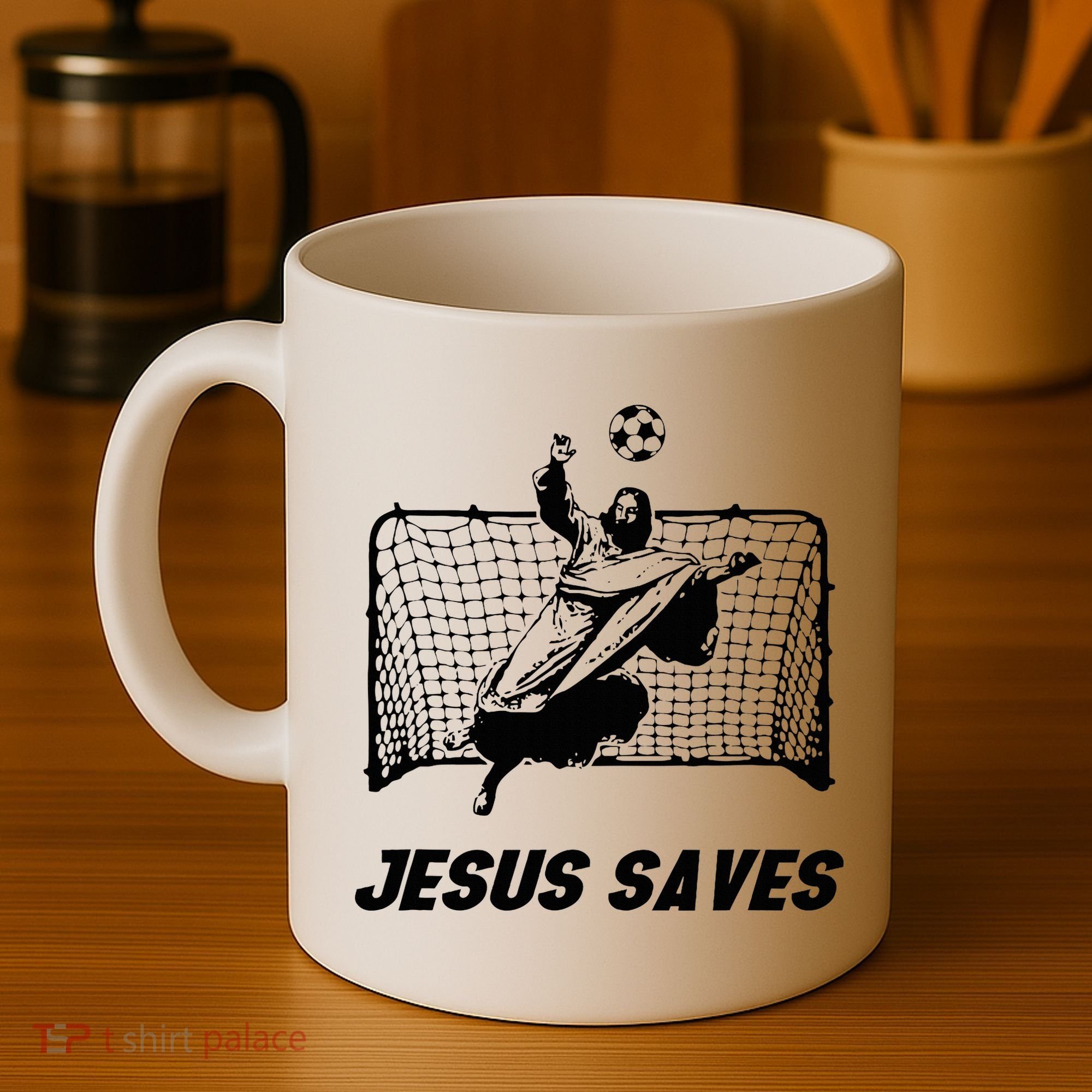 Jesus Saves Jesus Saved Soccer Goal Goalie Coffee Mug