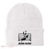 Jesus Saves Jesus Saved Soccer Goal Goalie Beanie thumb 0