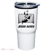 Jesus Saves Jesus Saved Soccer Goal Goalie Tumbler thumb 0