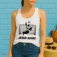 Jesus Saves Jesus Saved Soccer Goal Goalie Women's Tank Top thumb 2