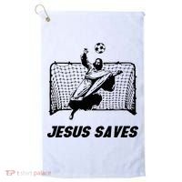 Jesus Saves Jesus Saved Soccer Goal Goalie Golf Towel thumb 0