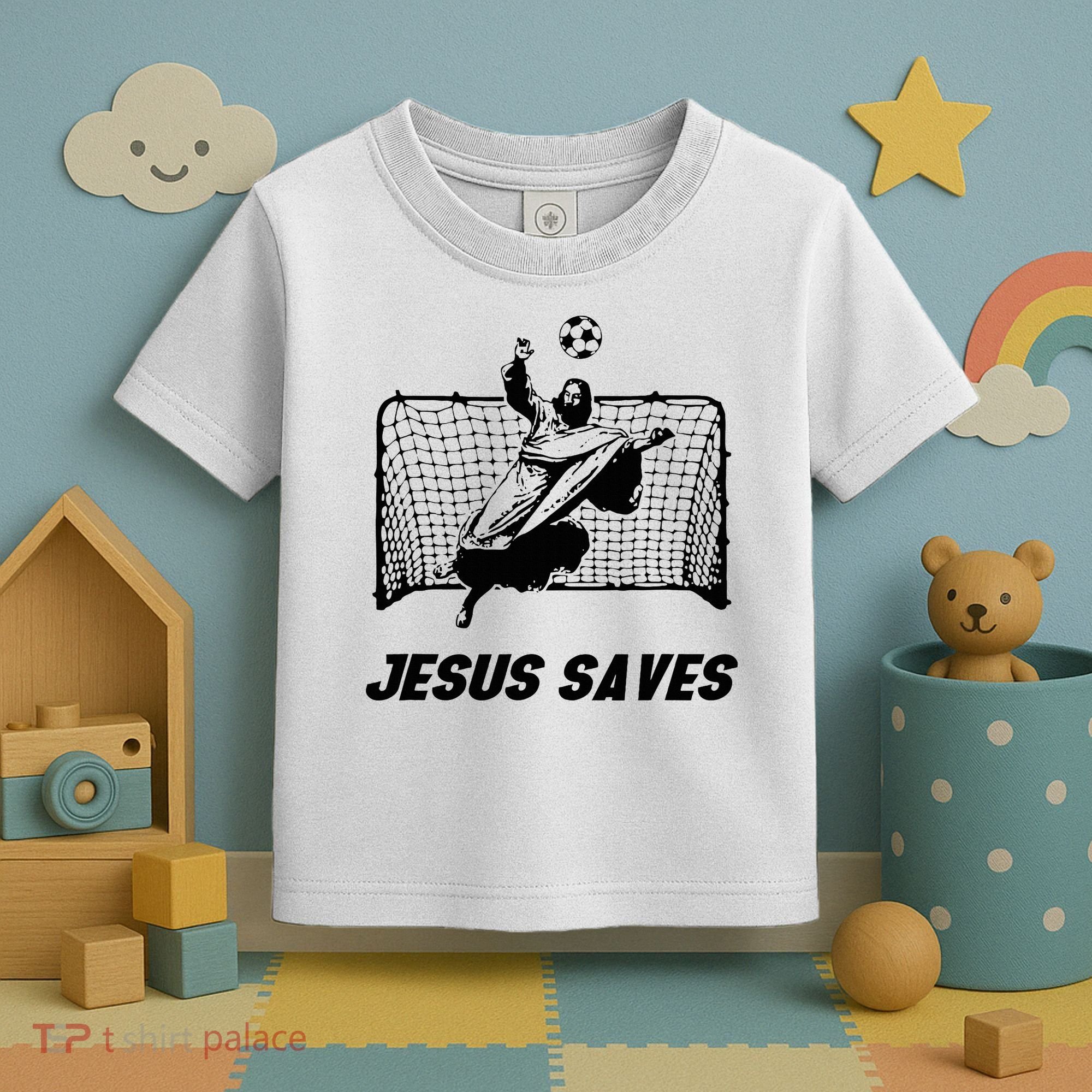 Jesus Saves Jesus Saved Soccer Goal Goalie Toddler T-Shirt